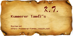 Kummerer Tamás névjegykártya